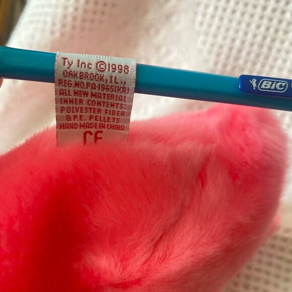 Ty Beanie Baby Pinky The Flamingo Plush Stuffed Animal 1998 Beanie Buddies w/Tag - Picture 6 of 6
